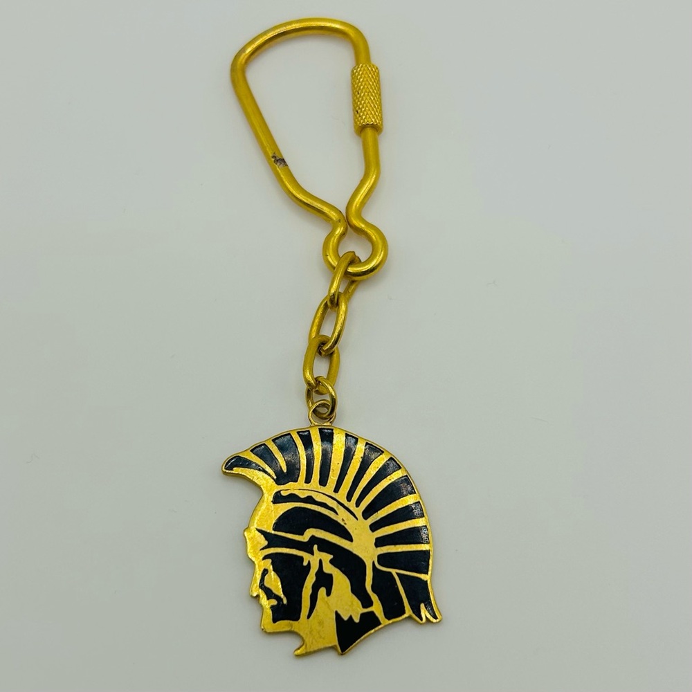 Gold and Black Michigan State Spartan Head Collectible Keychain